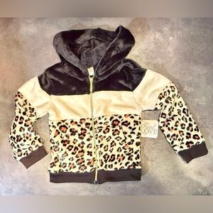 Real Love Leopard Print Zip Up Hoodie Kids